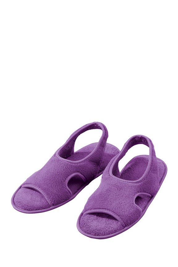 Terry Memory Foam Slipper, Moisture Wicking Upper, 100% Polyester, Durable Rubber Outsole, Non-Slip, Womens Fashion - Size Small, Lavendar