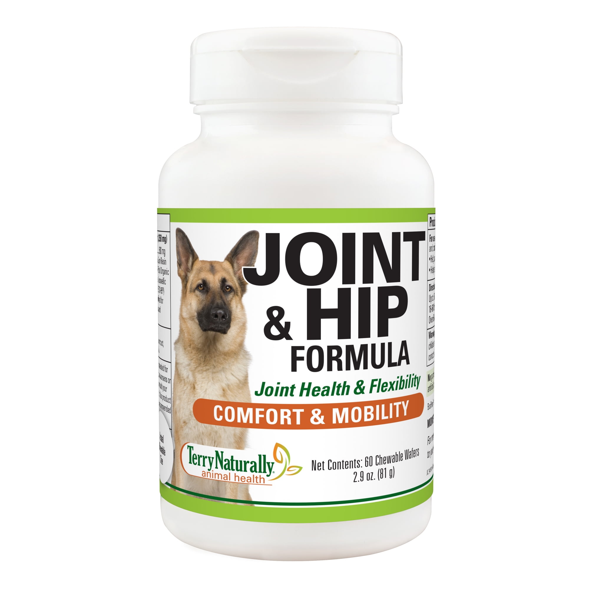 Terry Naturally Animal Health Joint & Hip Formula - 60 Chewable Wafers -Dog Hip and Joint Supplement