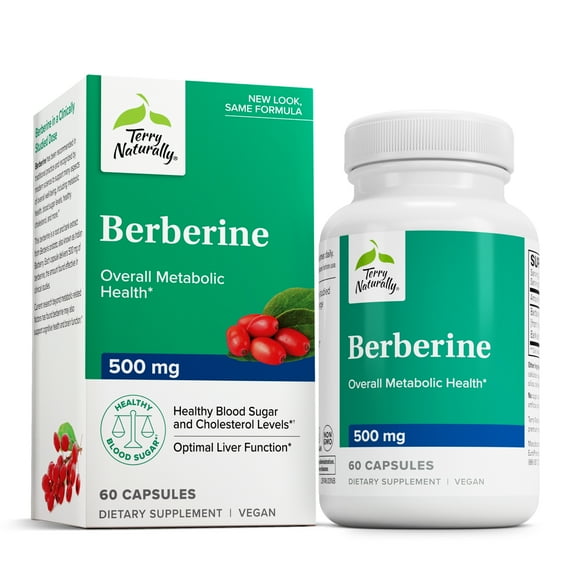 Terry Naturally Berberine - 60 Capsules - Metabolic Support Supplement, Heart, Cholesterol
