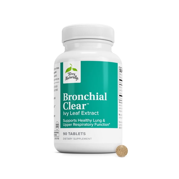 Terry Naturally Bronchial Clear - 90 Tablets - Soothing Lung & Upper Respiratory Function Support Supplement, Non-Drowsy, Non-Jittery - Non-GMO, Gluten-Free - 90 Servings