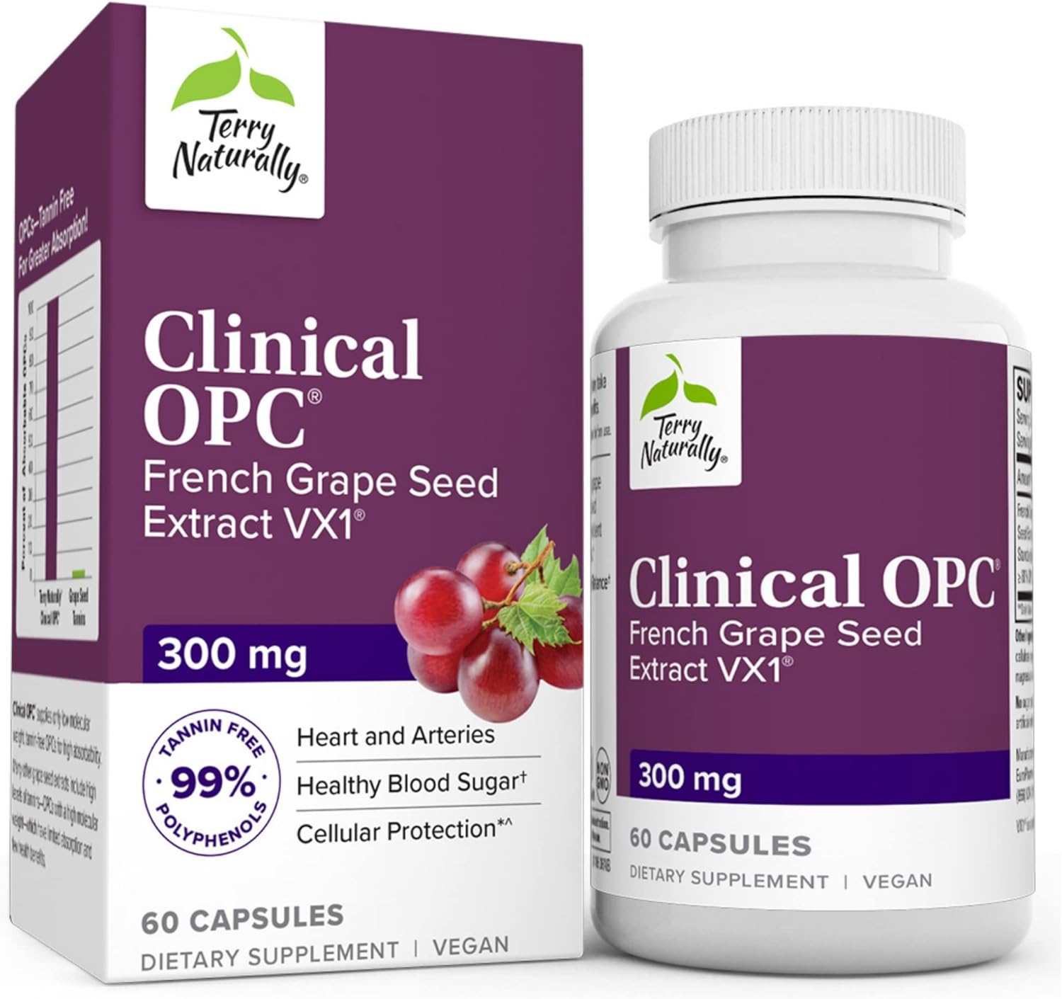 Terry Naturally Clinical OPC French Grape Seed Extract VX1 300 mg 60