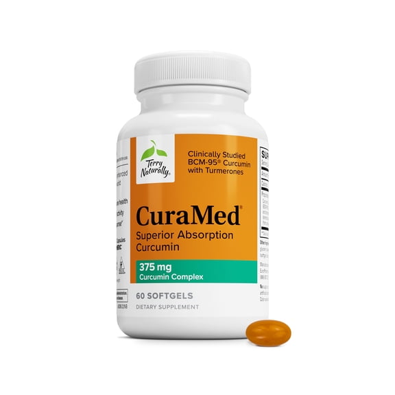 Terry Naturally CuraMed 375 mg - 60 Softgels - Superior Absorption BCM-95 Curcumin Supplement, Promotes Healthy Inflammation Response - Non-GMO, Gluten-Free, Halal - 60 Servings