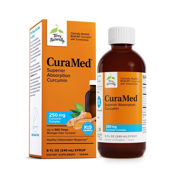 Terry Naturally CuraMed Syrup - 250 mg BCM-95 Curcumin - Promotes Healthy Response