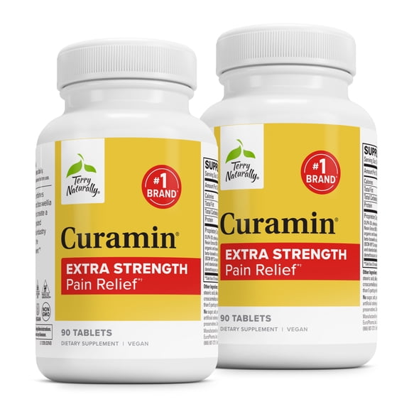 Terry Naturally Curamin Extra Strength - Pack of 2 - Curcumin & Boswellia for Healthy Circulation Support - Turmeric Supplement to Support Joints, Muscle Health & Endorphin Production - 90 Tablets