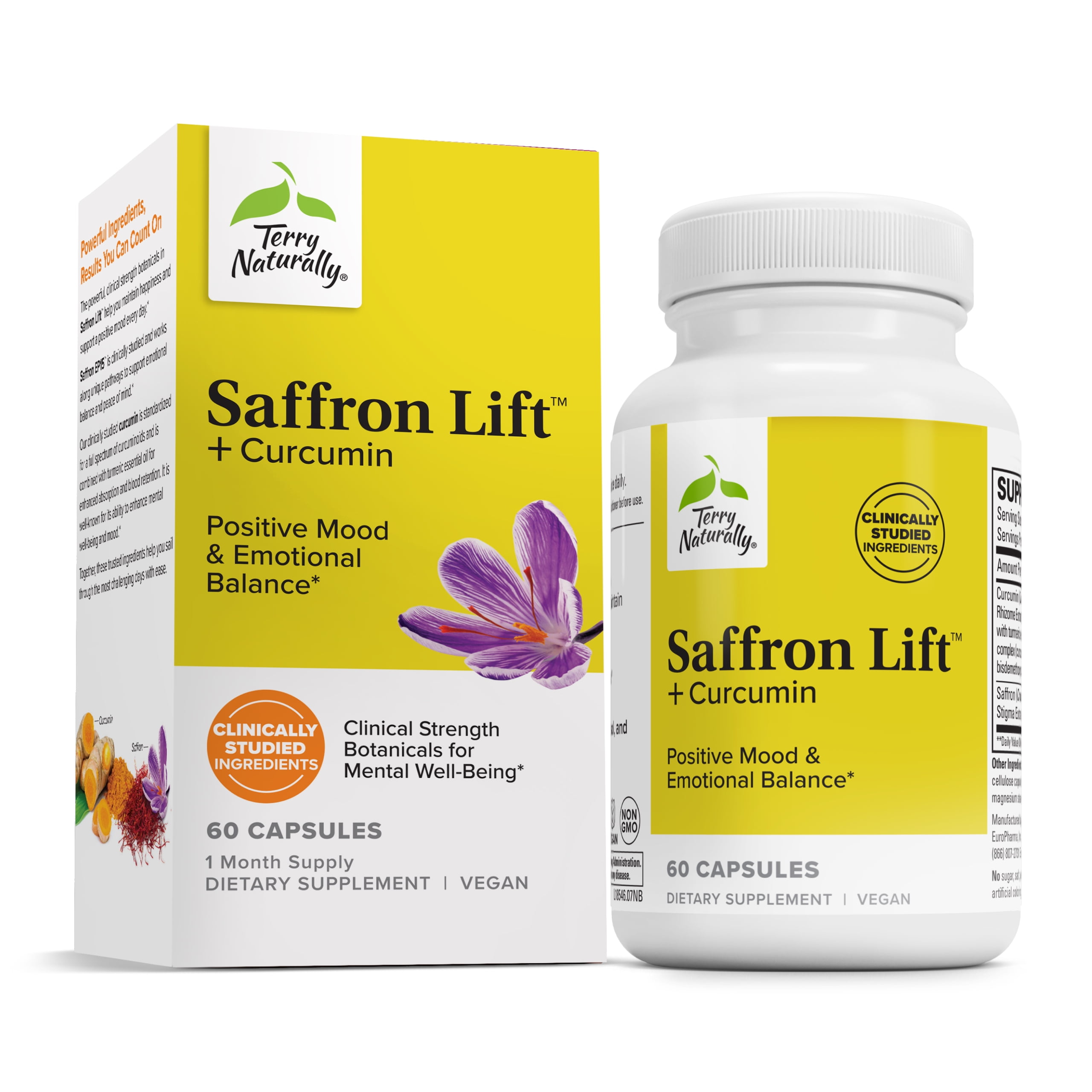 Terry Naturally Saffron Lift Plus Curcumin - 60 Vegan Capsules