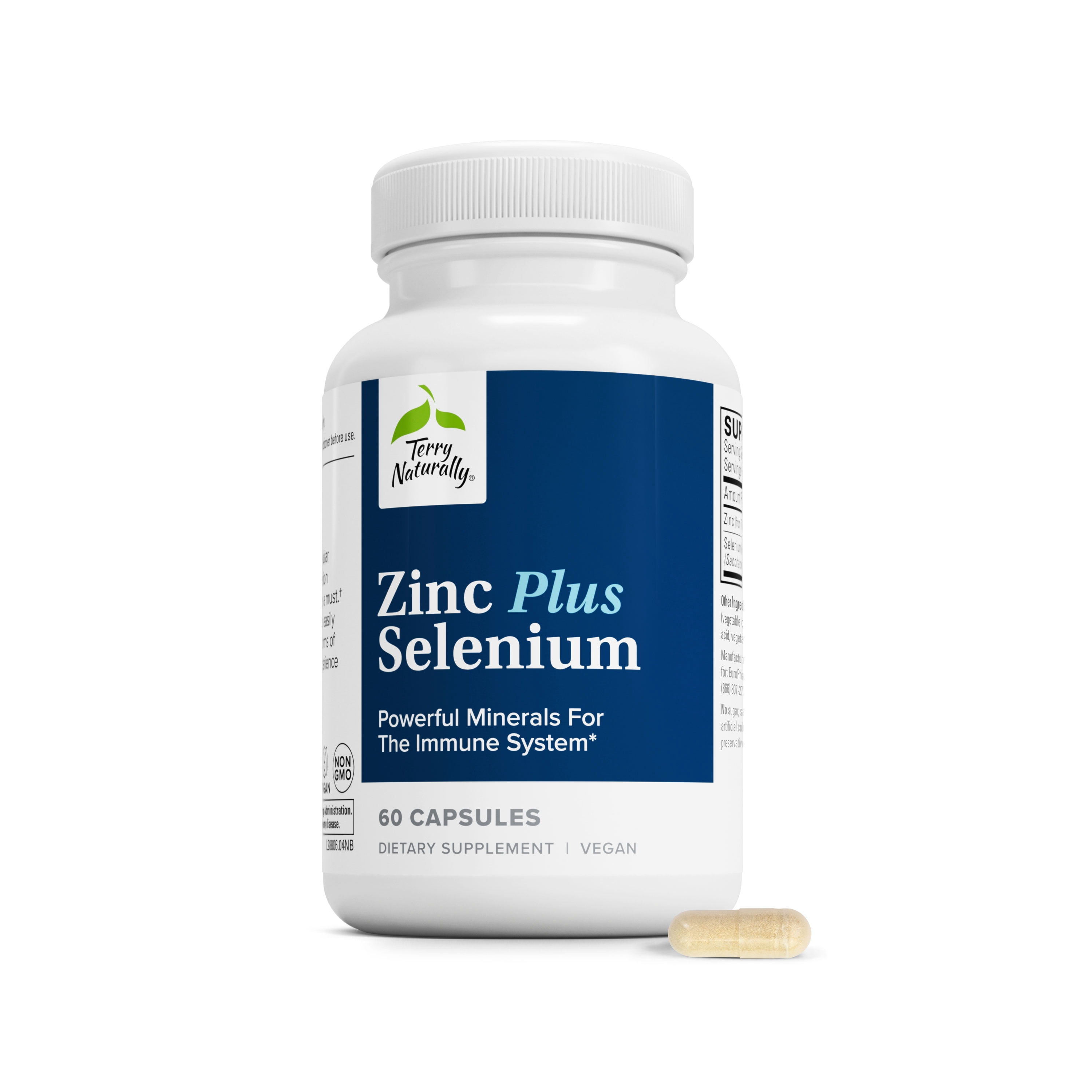 Terry Naturally Zinc Plus Selenium - 60 Capsules - Immune Support, Respiratory Function