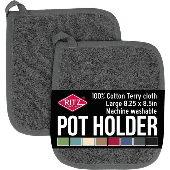 Terry Potholder & Hot Pad: Unparalleled Heat Resistant, Durable 100% Cotton  Ergonomically Designed for Optimal Grip  Easy-Care Machine Washable  2-Pack, Graphite
