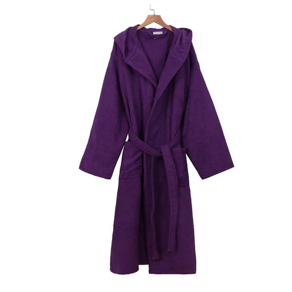 Terry Robes bath Robes, Plush Hooded Bathrobe- ONE SIZE, Purple Color