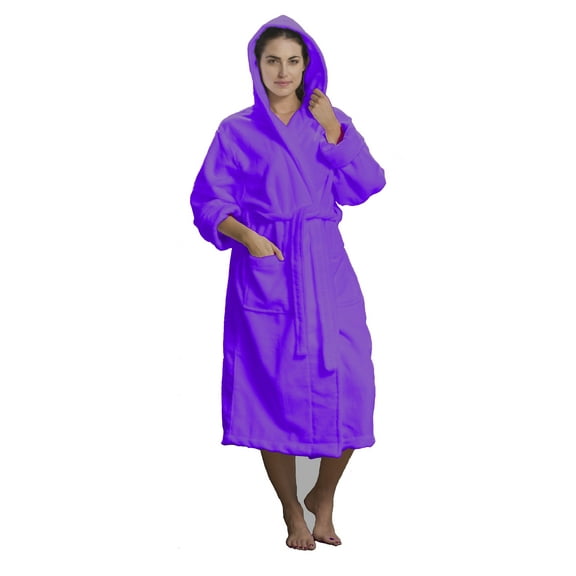 Terry Robes bath Robes, Plush Hooded Bathrobe- ONE SIZE, Purple Color