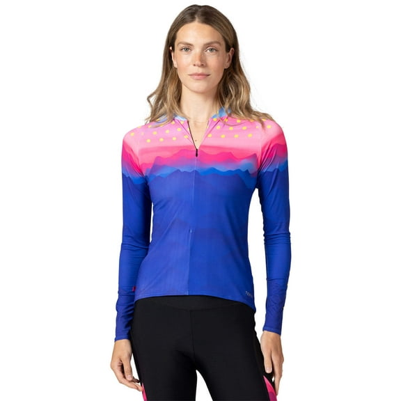 Terry Soleil Long Sleeve Bike Jersey - Womens Athletic Fit UPF 50+ Sun Protection - 14 Inch Front Zip Cycling Top
