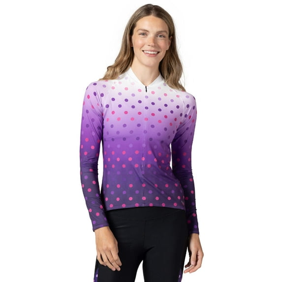 Terry Soleil Long Sleeve Bike Jersey - Womens Athletic Fit UPF 50+ Sun Protection - 14 Inch Front Zip Cycling Top