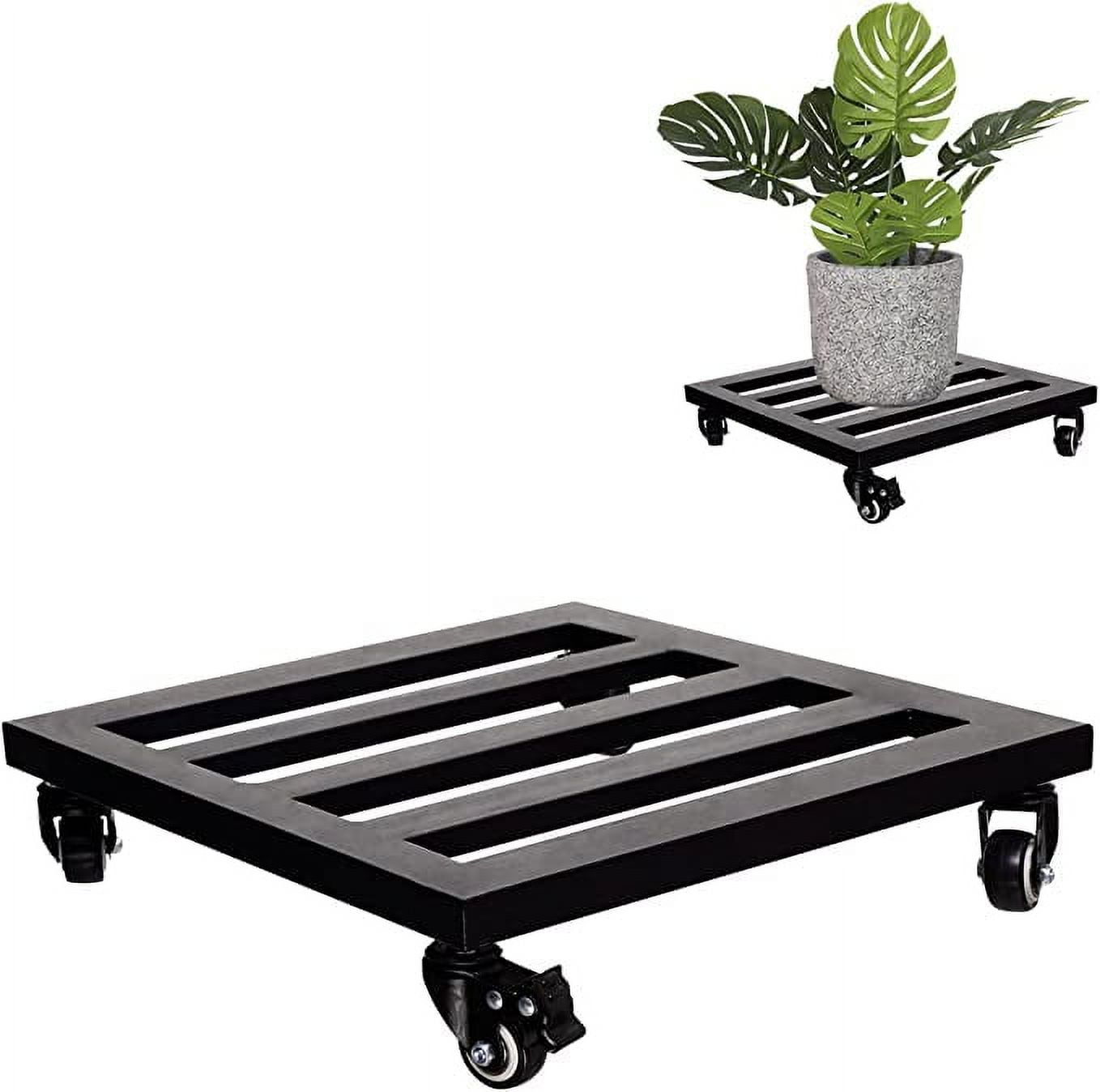 Terry Round Metal Planter Caddies, Steel Plant Dolly, Heavy Duty Plant  Stand with Lockable Wheels - Repositioning Heavy Pots, Hauling Heavy  Household Items - 14 x 14 x 3 3/16 Inches, Black 