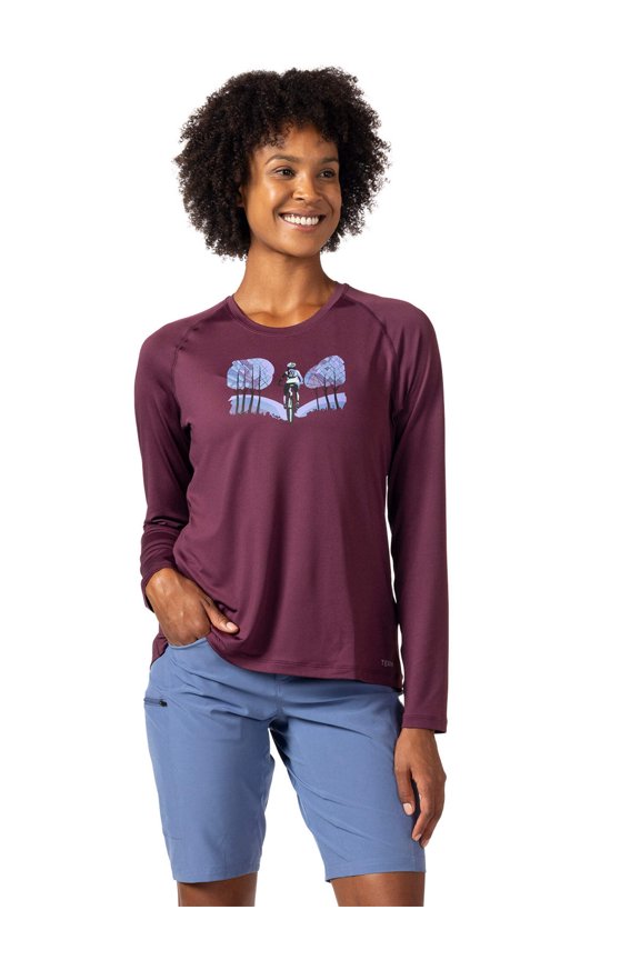 Tech Tee Flow Long Sleeve Outdoor Performance Top, Women's UPF 50+ Sun Protection Quick-Dry Hike Bike Shirt