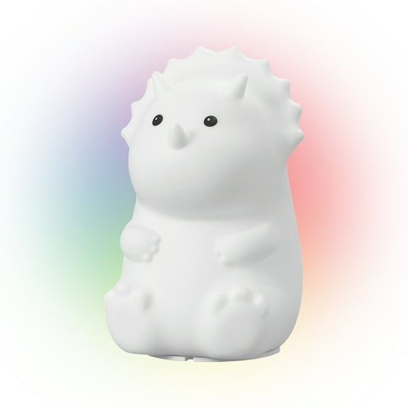 Globe Electric Terry Triceratops Color Changing Integrated LED Rechargeable Silicone Night Light Lamp