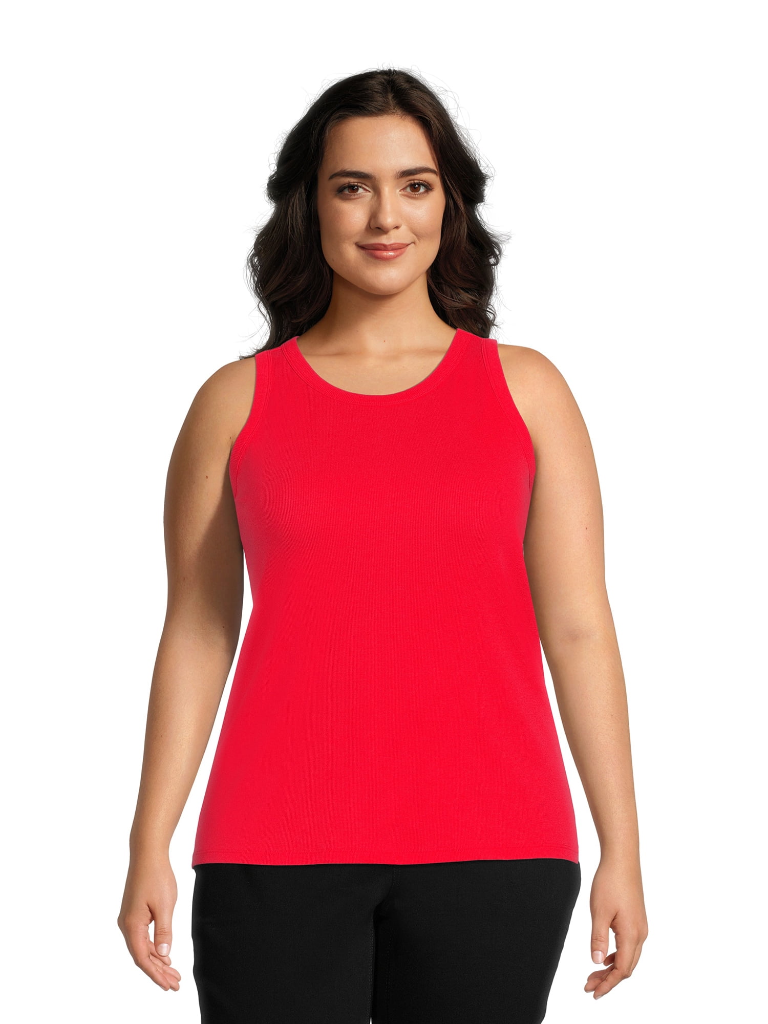 Terry and Sky Women's Plus Size High Neck Rib Tank Top - Walmart.com