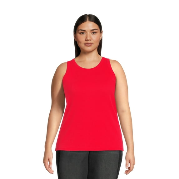 Terry and Sky Women's Plus Size High Neck Rib Tank Top