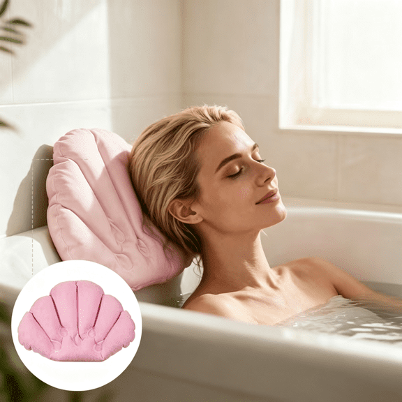 Terry cloth bath pillows, Inflatable bath pillows with suction cups, Shell shaped bathtub Spa pillows, Comfortable and soft bath mats, Neck supports for bathtubs and hot tubs
