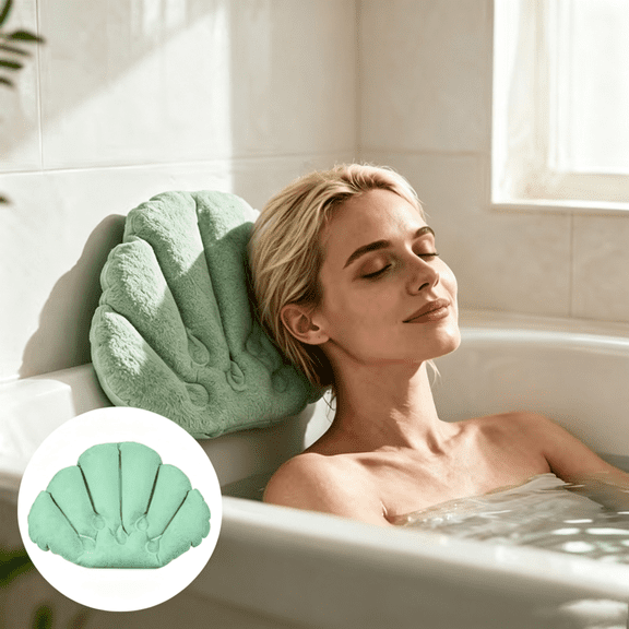 Terry cloth bath pillows, Inflatable bath pillows with suction cups, Shell shaped bathtub Spa pillows, Comfortable and soft bath mats, Neck supports for bathtubs and hot tubs
