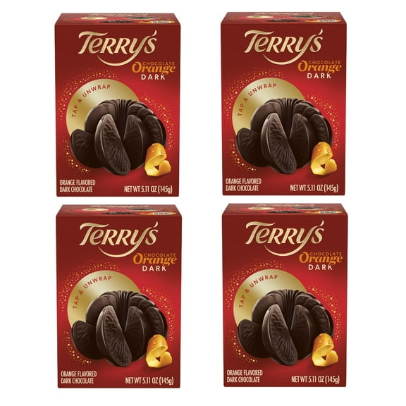 Terry's Dark Chocolate Oranges - MDA05Pack of 4-5.11 oz Per Orange of Delicious Tasting Chocolate - Stocking Stuffer and Party Favors - Great for Sharing with Friends and Family