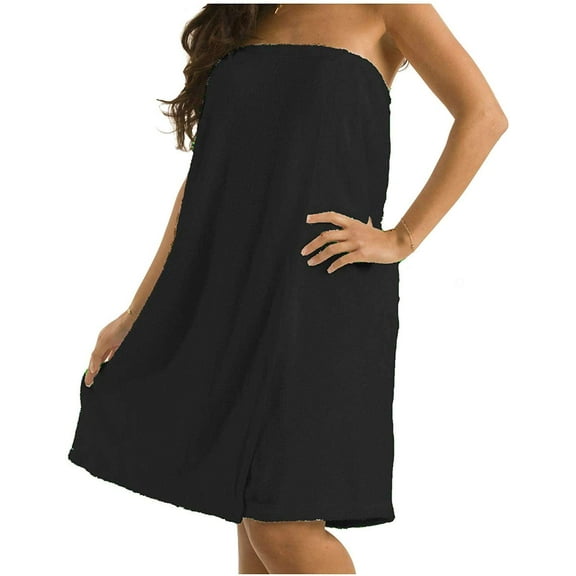 Terrycloth Spa Wraps for Women and Ladies - ONE SIZE, Black Color