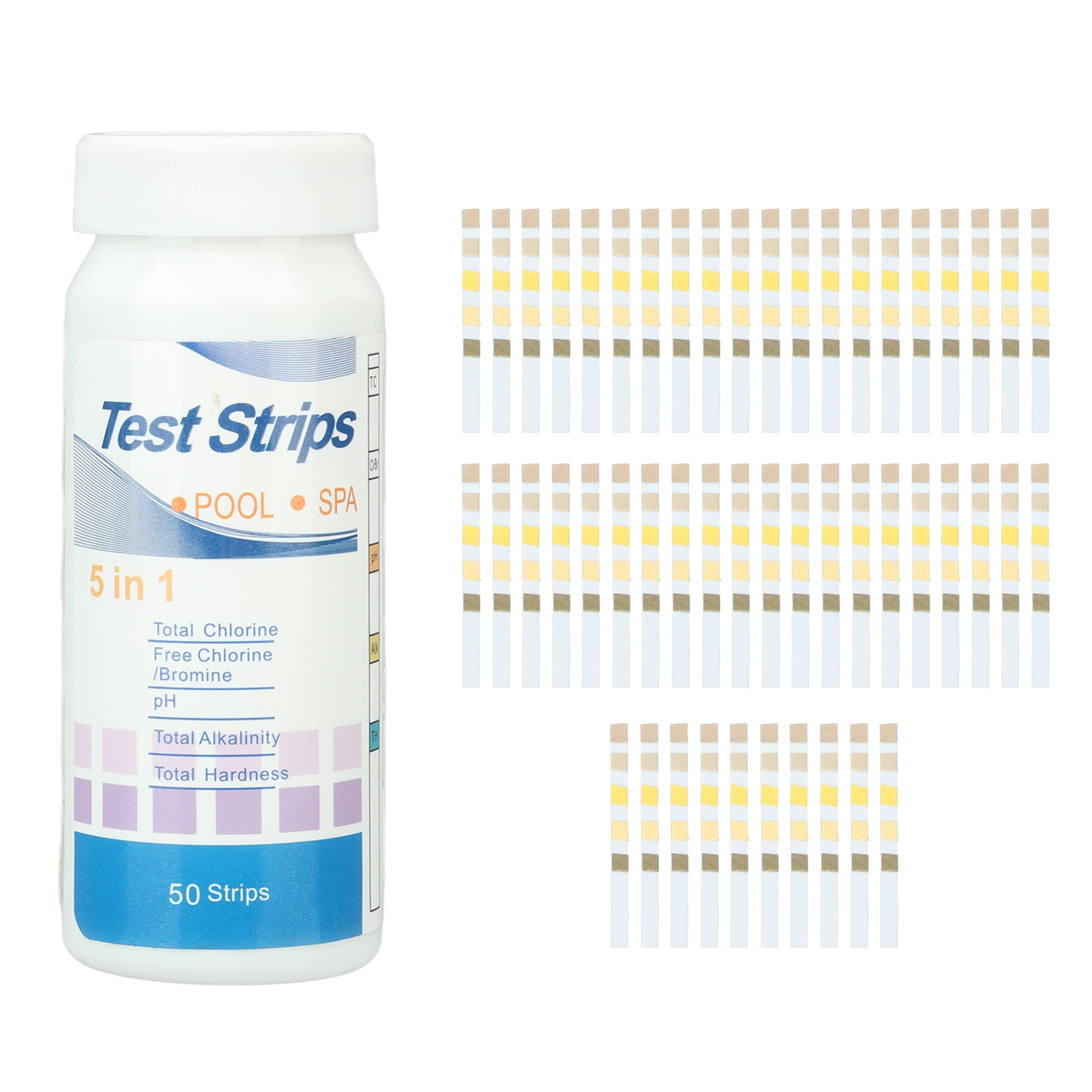 Tersalle 50pcs Swimming Pool Test Papers 5 in 1 Test Water Quality PH