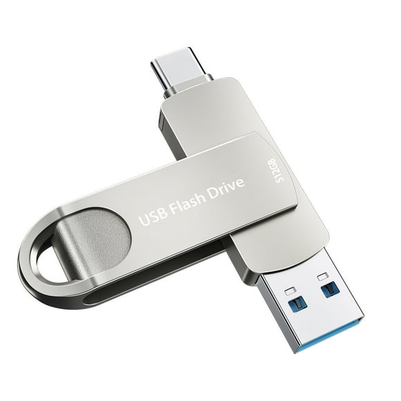 Tersanhong Dual USB 3.0 Flash Drive 512GB Type-C Thumb Drives Macbook Pro High Speed Memory Stick USB C Data Storage Phone Photo Stick(Silver 512GB