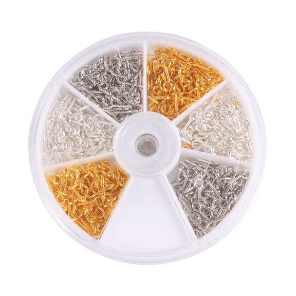Iron Sheep Eye Screws and Hook Rings Set Assorted Color for Home DIY Crafts About 600 Pcs