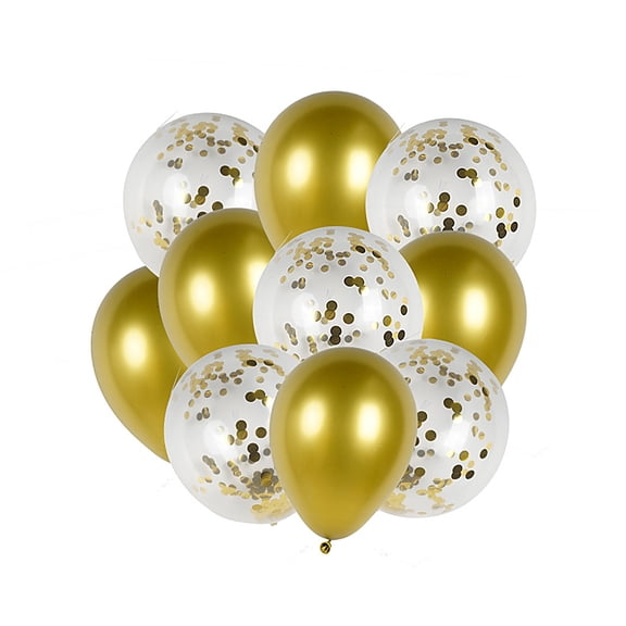 Tersarium 10pcs Paper Scrap Balloon Beautiful Decor Latex Balloon for Birthday Party Festival (Golden 12inch, 5g)