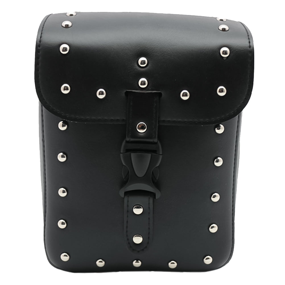 Tersarium 1Pc Saddle Bag Motorcycle PU Bag Electromobile Saddlebag Travel Luggage Bag Tool Bag Cruiser Style Saddlebag (Black No Release Buckle)