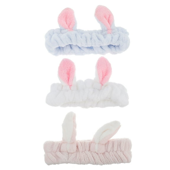 Tersarium 3pcs Bunny Ear Headband Elastic Spa Facial Headband for Washing Face Makeup