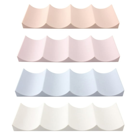 Tersarium 4pcs Rack Storage Racks Countertop Wave Shape 4 Bottle Storage Holder Shelf for Home Kitchen Restaurant Wedding Party Supplies (, Beige, Blue, Khaki )