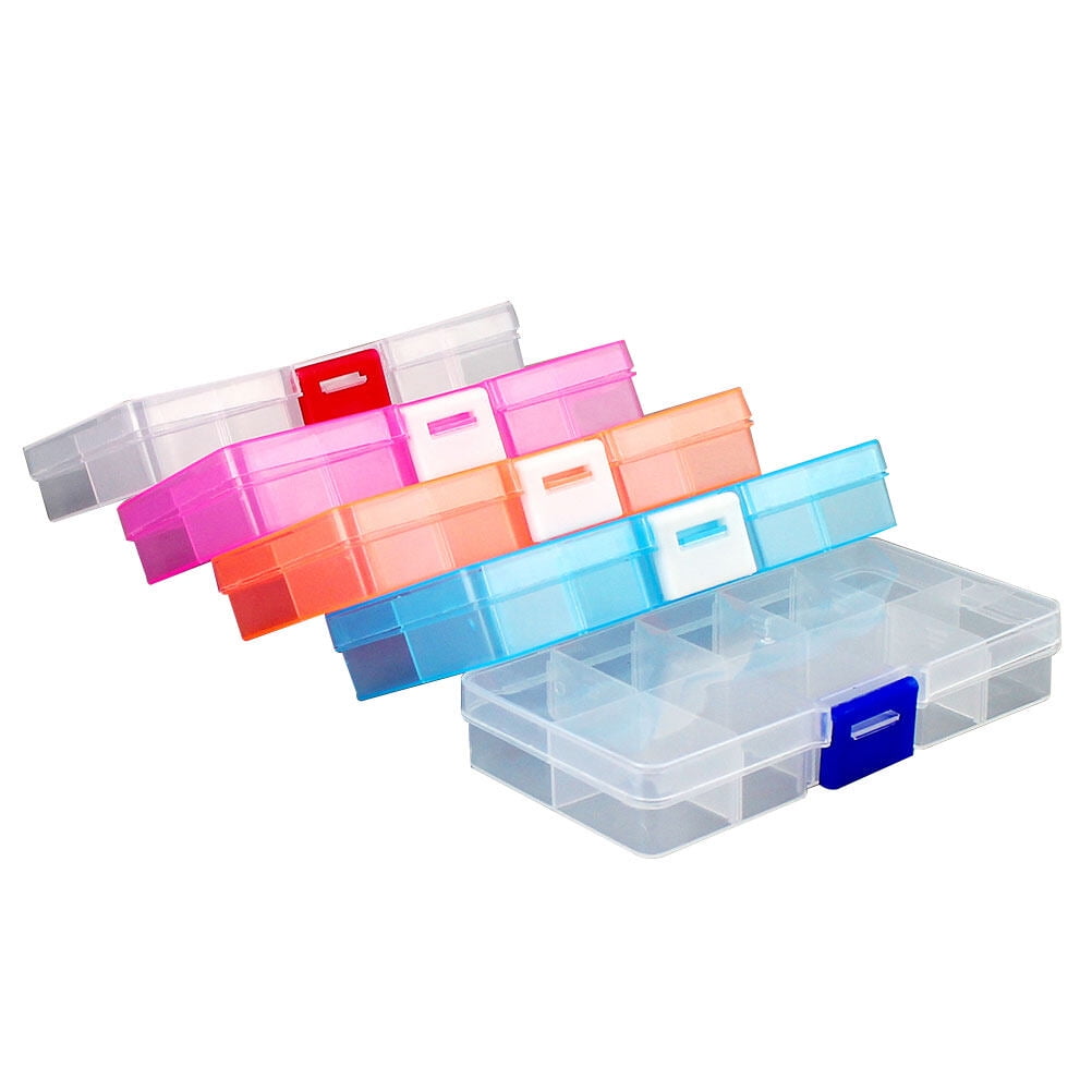 Tersarium 5PCS 10-Grid Plastic Adjustable Jewelry Organizer Box Storage ...