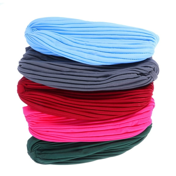 Tersarium 5Pcs Cross Turban Women Headdress Headscarf Hat Twisted Hat Elastic Headgear for Random Color