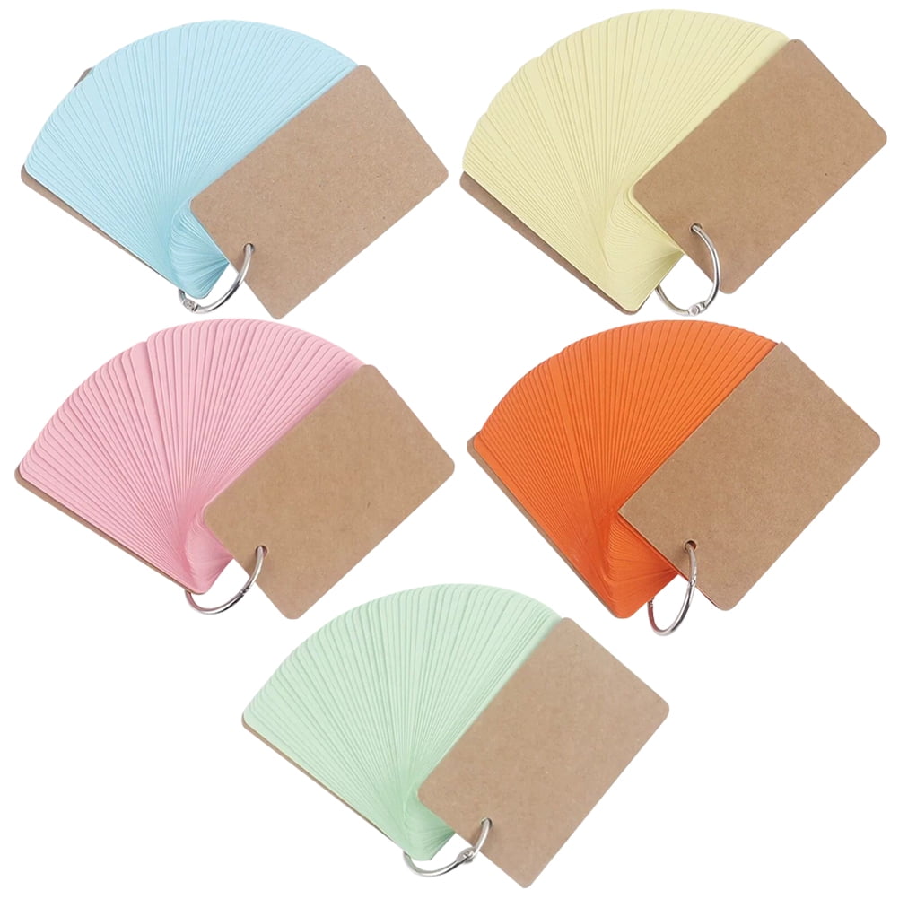 Tersarium 5pcs Index Cards with Holes Punched Flash Cards with Rings