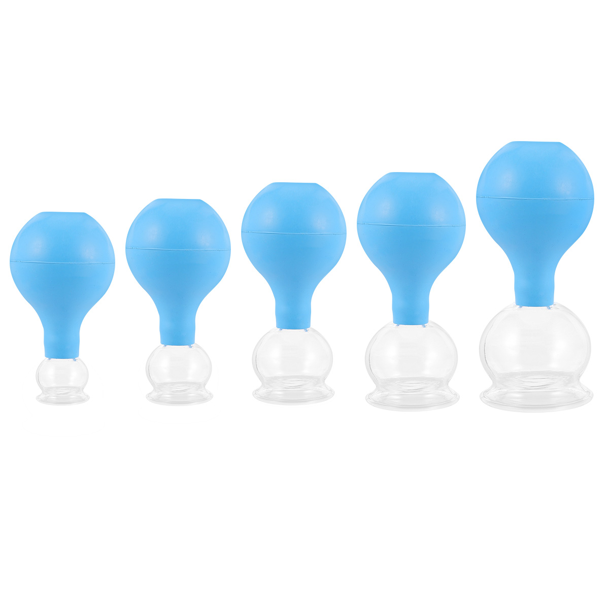Tersarium 5pcs Rubber Head Glass Vacuum Cupping Cups Kit Vacuum Cans