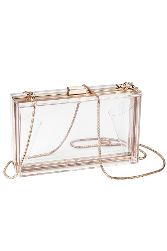 BESTOYARD 1PC Transparent Clear Acrylic Crossbody Box Clutch Evening Bag Shoulder Handbag Gold Chain Purse For Women