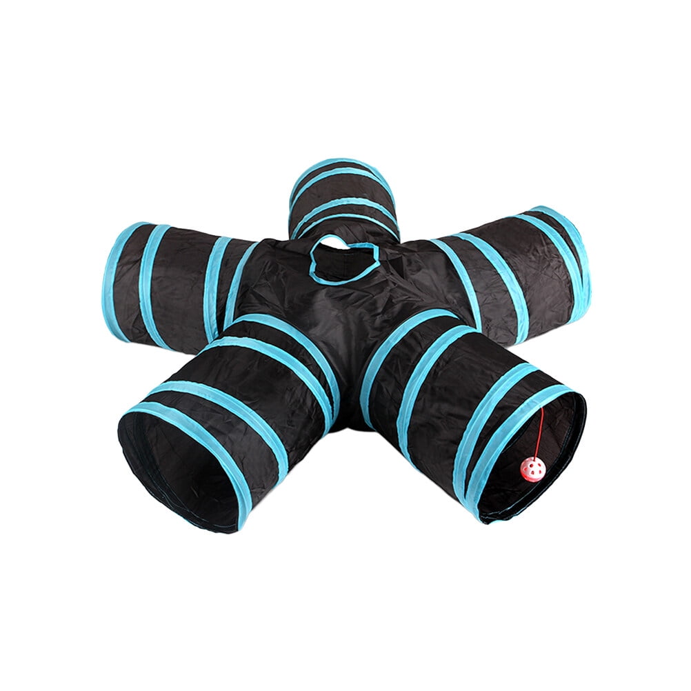 Tersarium Foldable Pet Animal Tunnels 5 Way Tubes with Crinkle Playing