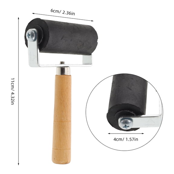 Tersarium Rubber Roller with Wooden Handle for Ink Printing, Scrapbooks, Wallpapers, and Stamping Projects