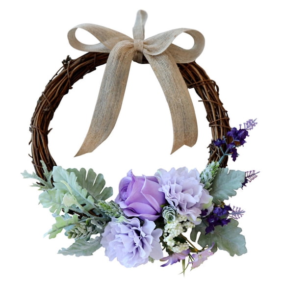 Simulated Rose Flower Wreath for Door and Wall Decor Garland 1 Set Wedding and Party Ornament