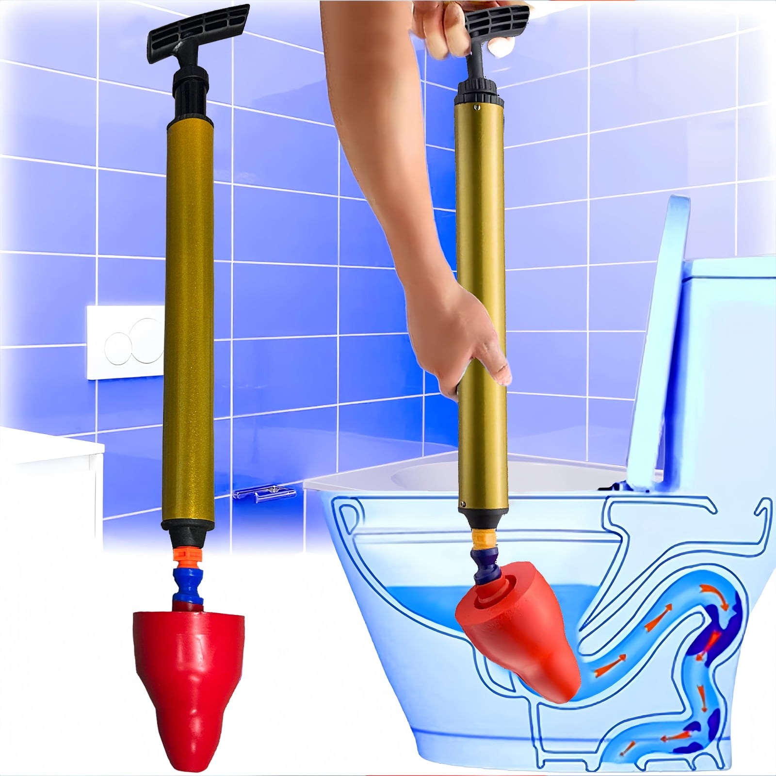 BITOUSHI High Pressure Toilet Unblock One Shot Toilet Pipe Plunger