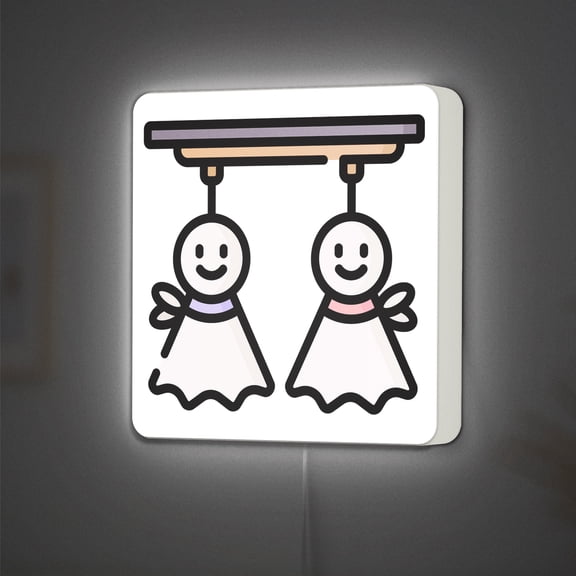 Teru Teru Bozu LED Lightbox - Japanese Traditional Rain Doll Decor, Custom Led Sign for Home Office Shop Decor (Width 8 inch, 20cm)