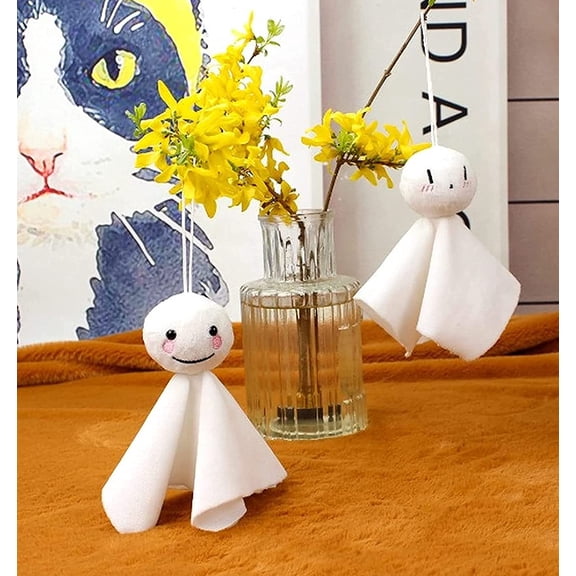 Teru Teru Bozu Plush Sunny Doll Japanese Summer Weather Decor Hanging Ornament Pendant Decoration Set of 2 Lucky Charm Gift Talisman