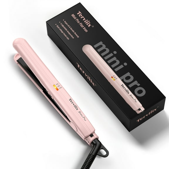 Terviiix 1/2'' Hair Flat Iron for Heat Adjustable, Mini Portable Straightener for Travel, Pink