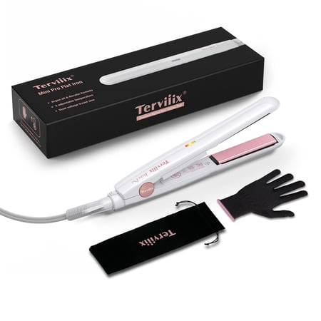 Terviiix 1/2'' Mini Pro Flat Iron, Adjustable Heating Small Hair Straightener, White