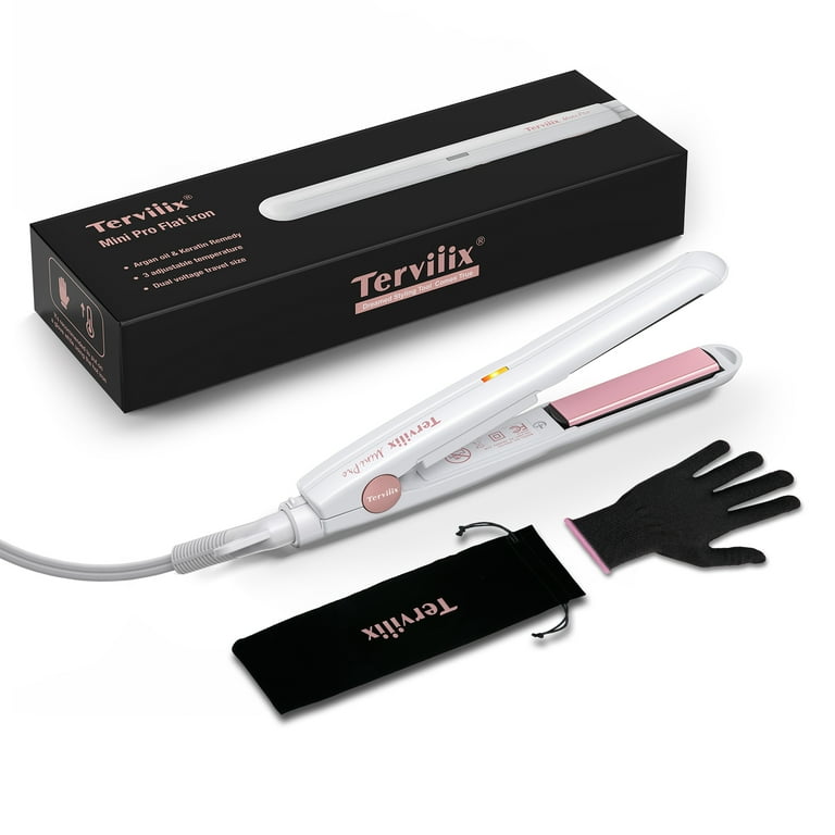 Terviiix Mini Pro Flat Iron 1 2 Adjustable Heating Hair Straightener for Styling Travel White Walmart