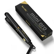 Terviiix 1/2'' Travel Hair Straightener for Heat Adjustable, Mini Portable Ceramic Flat Iron, Black