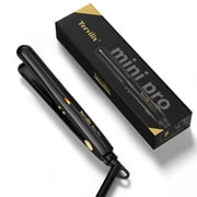 Terviiix 1/2 Travel Hair Straightener for Heat Adjustable, Mini Portable Ceramic Flat Iron, Black