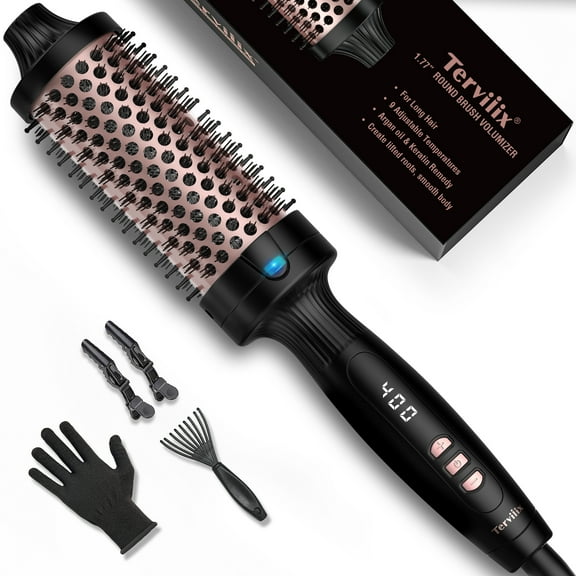 Terviiix 1.77" Thermal Brush, Ceramic Tourmaline Ionic Hair Curling Wand