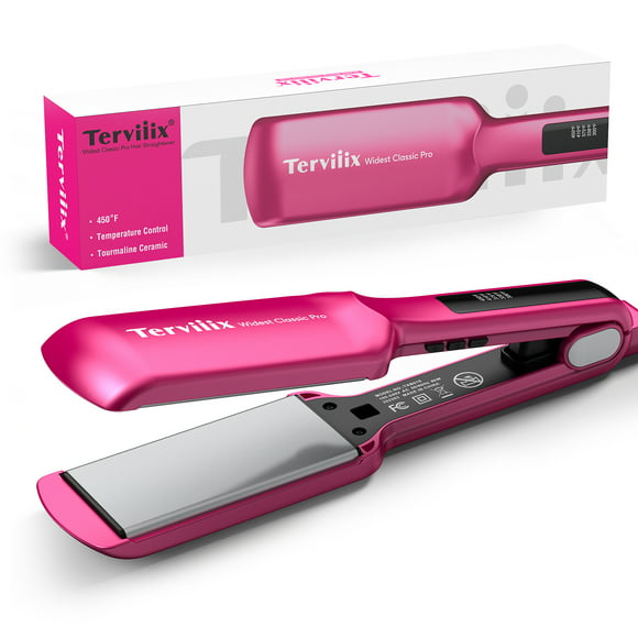 Terviiix 2" Widest Ceramic Flat Iron with Adjustable Heating, Professional Straightening Irons, Pink