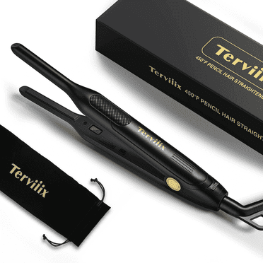 Terviiix 3/10" Mini Flat Iron, Pencil Straightener for Short Hair Styling, 15s Fast Heating, Black